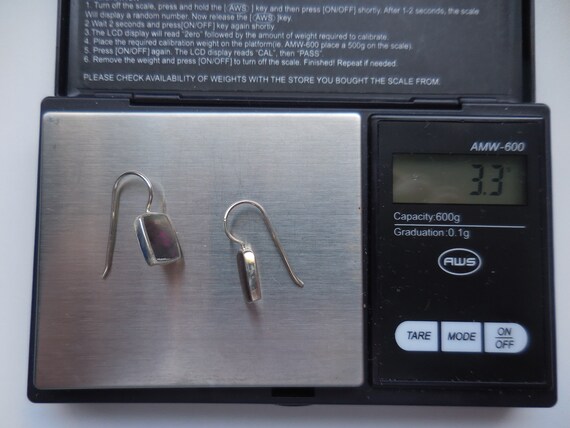 Iridescent Rainbow Square Dangle Abalone Post Ear… - image 9