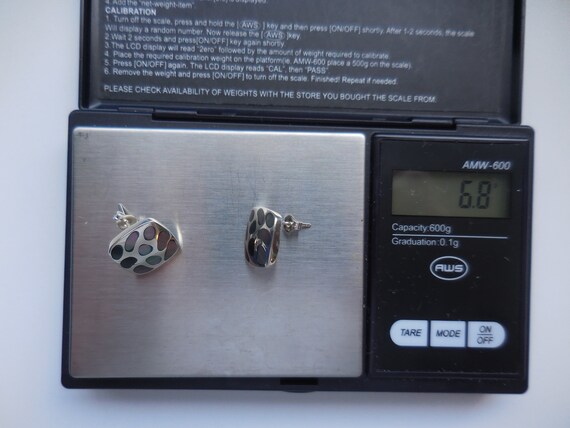 Gray Rainbow Square Abalone Post Earrings 925 Ste… - image 7