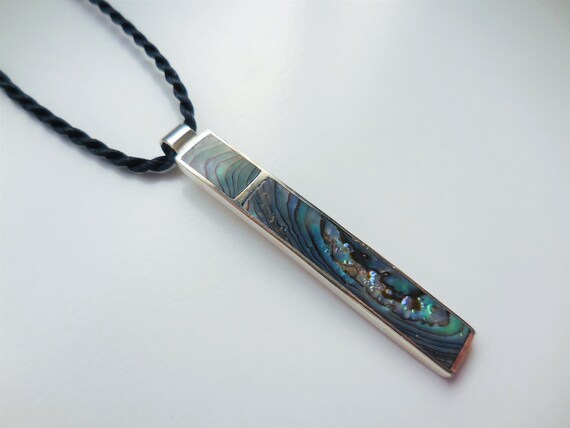 Long Rectangular Rectangle Shape Abalone Pendant … - image 6