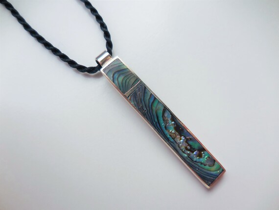 Long Rectangular Rectangle Shape Abalone Pendant … - image 5