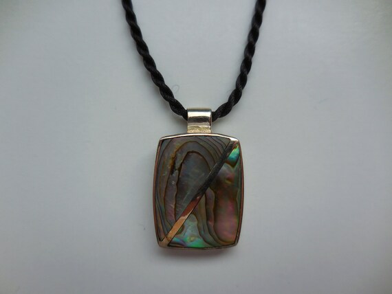 Rectangular Rectangle Shape Abalone Pendant Neckl… - image 4