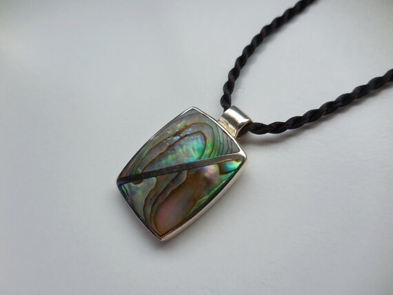 Rectangular Rectangle Shape Abalone Pendant Neckl… - image 3
