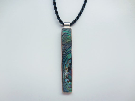 Long Rectangular Rectangle Shape Abalone Pendant … - image 3