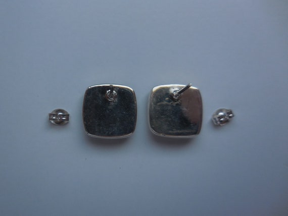 Gray Rainbow Square Abalone Post Earrings 925 Ste… - image 6