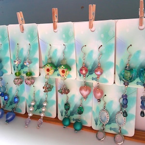Pick a Pair of Handmade Lampwork Crystal Bead & Glass Bead Dangle Earrings Sterling Silver Ear Wires