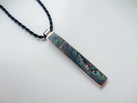Long Rectangular Rectangle Shape Abalone Pendant … - image 4