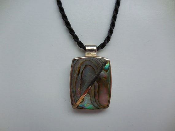 Rectangular Rectangle Shape Abalone Pendant Neckl… - image 5