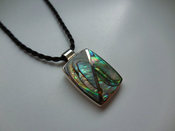 Rectangular Rectangle Shape Abalone Pendant Neckl… - image 6