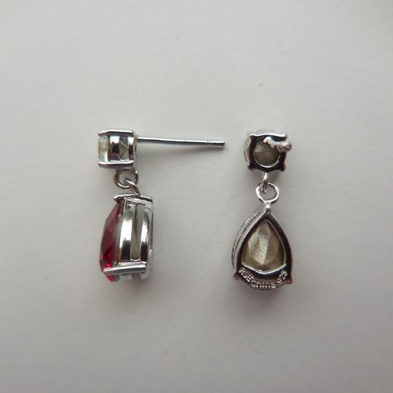 Vintage Small Simulated Ruby and White Cubic Zirz… - image 8