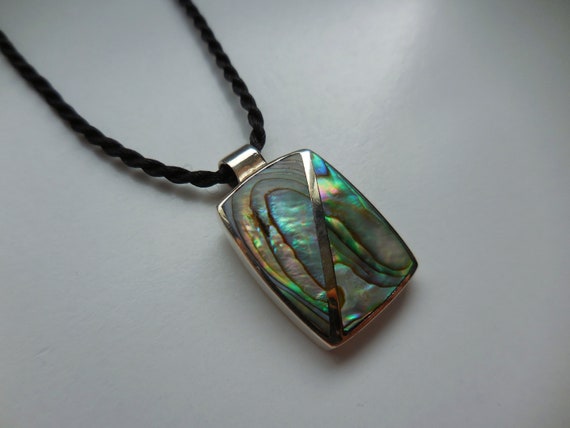Rectangular Rectangle Shape Abalone Pendant Neckl… - image 7