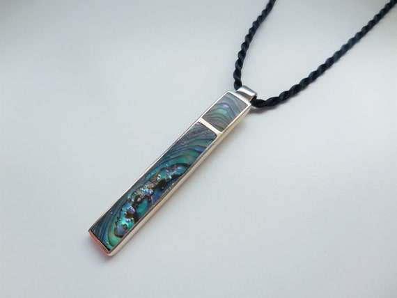 Long Rectangular Rectangle Shape Abalone Pendant … - image 1