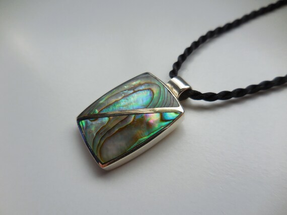 Rectangular Rectangle Shape Abalone Pendant Neckl… - image 2