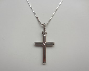 Mireval Sterling Silver Antiqued Thorn Cross Charm on a Sterling Silver Chain Necklace 16-20