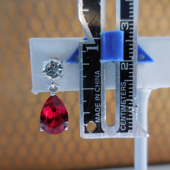 Vintage Small Simulated Ruby and White Cubic Zirz… - image 4