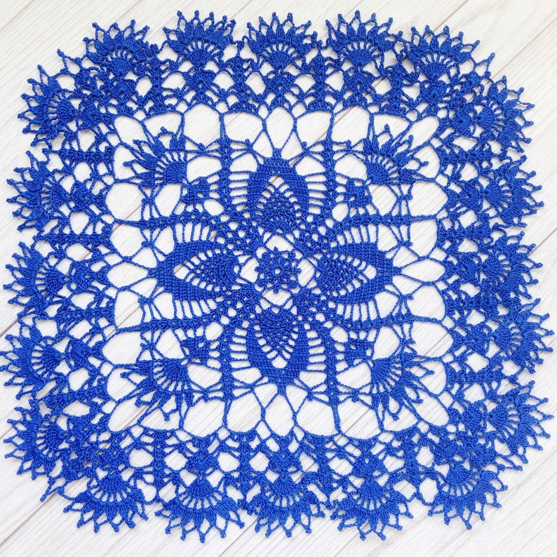 Blue crochet square doily Lace napkin Perfect as a gift Etsy