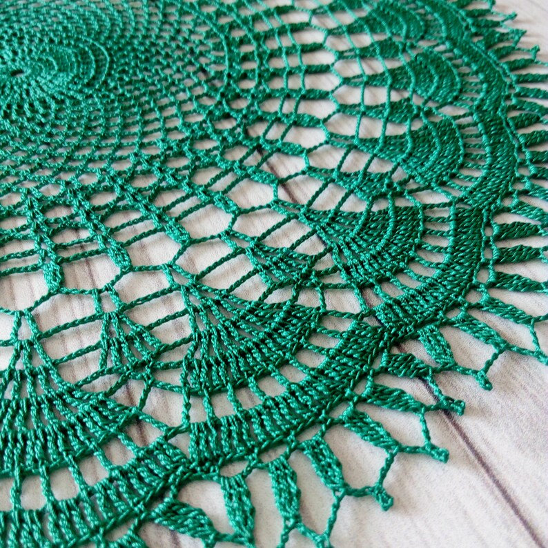 Round green crochet doily cotton doily lace doily crocheted Etsy