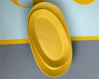 Platos ovalados únicos hechos a mano / Plato asiático / Tamaño de platos de 2 / Vajilla / Cerámica / Cerámica coreana / Vajilla / Plato de pastel｜Platos de pan