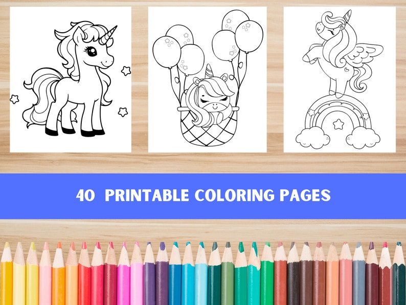 40 Unicorn Printable Coloring Pages Ideal for Little Learners, Toddler
