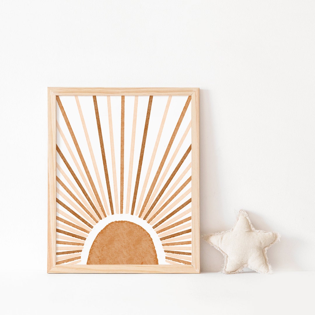 Boho Sun Nursery Printable Wall Art Nursery Decor Burnt Orange Sun Mid ...