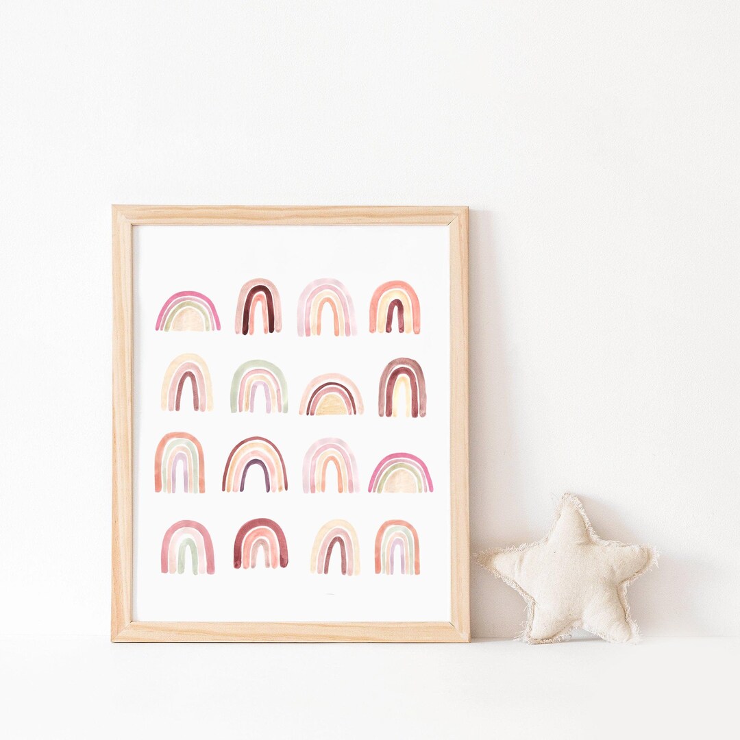 Rainbow Boho Nursery Print Printable Wall Art Rainbow Nursery Decor ...