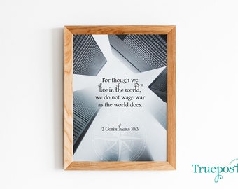 Bible Verse Printable Wall Art, Scripture Wall Art, Faith Based Digital Download, 2 Corinthians 10:3