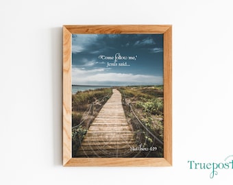 Matthew 4:19 Scripture Wall Art, Faith Based Print (Digital Download)