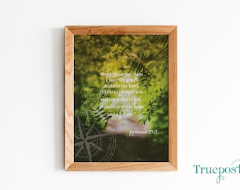 Scripture Wall Art, Jeremiah 29:11. Bible Verse Print , Christian Wall Art
