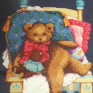 COUCH POTATO brown Teddy BEAR watching tv  mr. Cross Stitch kit new