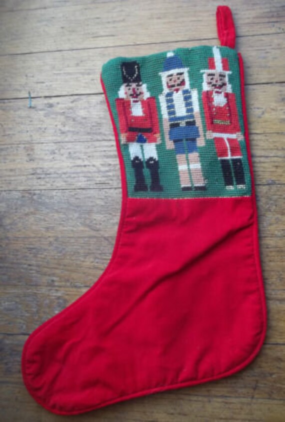 Nutcracker Christmas Fireplace Mantle Needlepoint Stocking Etsy