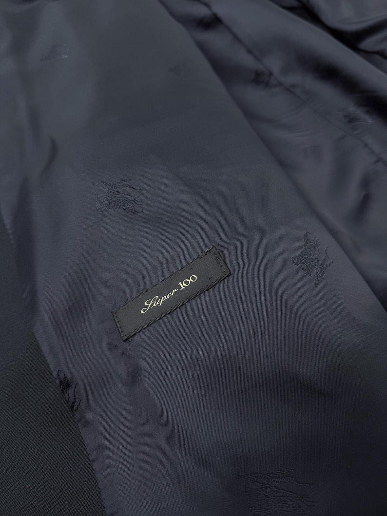 Burberry Navy Super 100 Wool Blazer, Men's US 48 / EU 58, Gold Logo ...