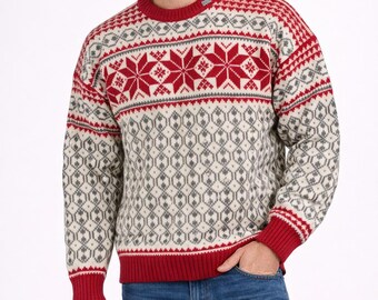 Voss Scandinavian Wool Red Unisex Sweater – Size L