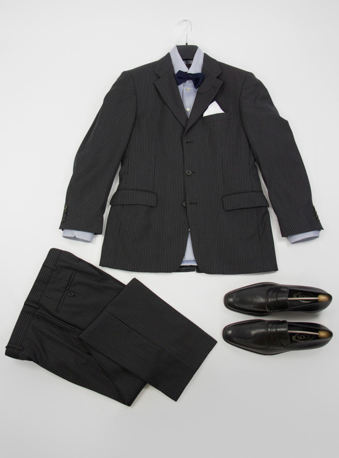 Hugo Boss Super 100's Wool Gray Striped 3 Button Suit // 2