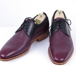 Barker Burgundy Red Dual Color Men&#39;s Derby Shoes, Size UK 7 1/2 F