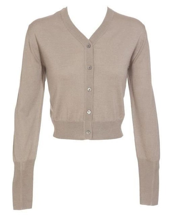 Acne Beige Bathy Silk-Cashmere Cardigan Chiffon Ba
