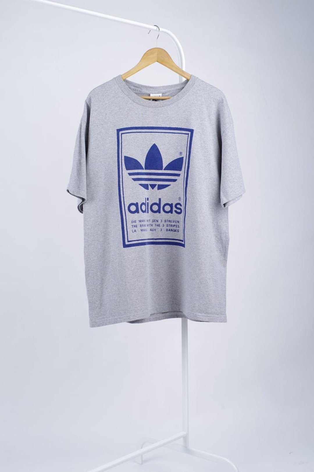 Vintage Made in USA Adidas Originals Gray T-shirt, Size Men's L - Etsy