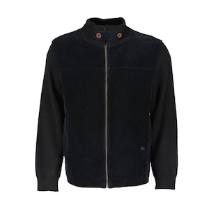 Burberry Zip front Navy Blue Merino Wool Cardigan, Size L