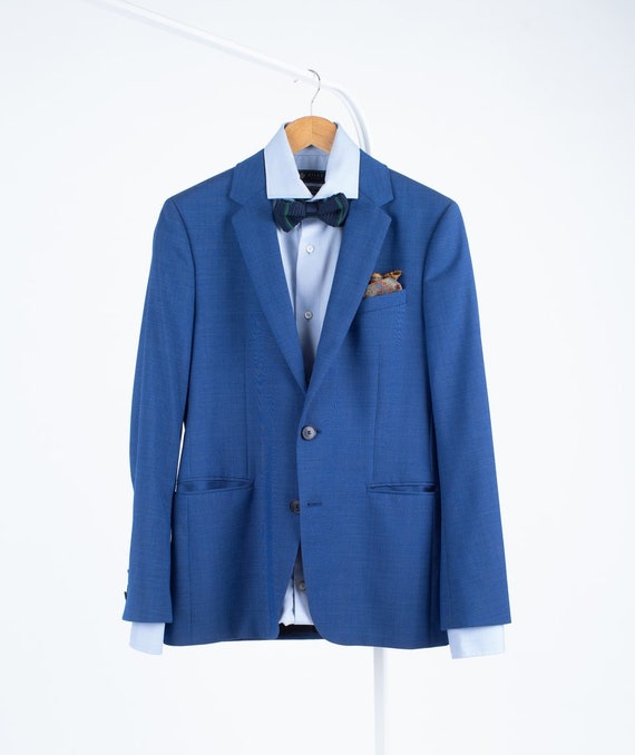 Hugo Boss Astian Micro Pattern Blue Wool 2 Button Blazer US 34R EU 44 Etsy