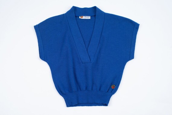 Vintage Busnel Women's Blue Wool French Vest, SIZE