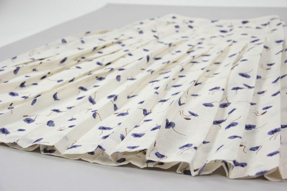 Vintage Linen Blend Floral Pleated Midi Skirt, EU… - image 5