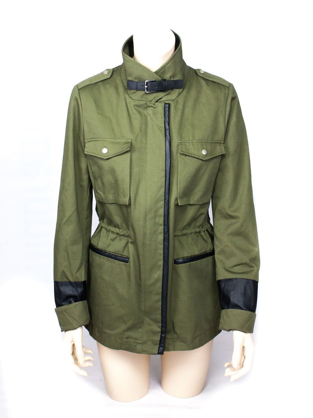 MAJE Military Style Khaki Green Jacket Size S Etsy