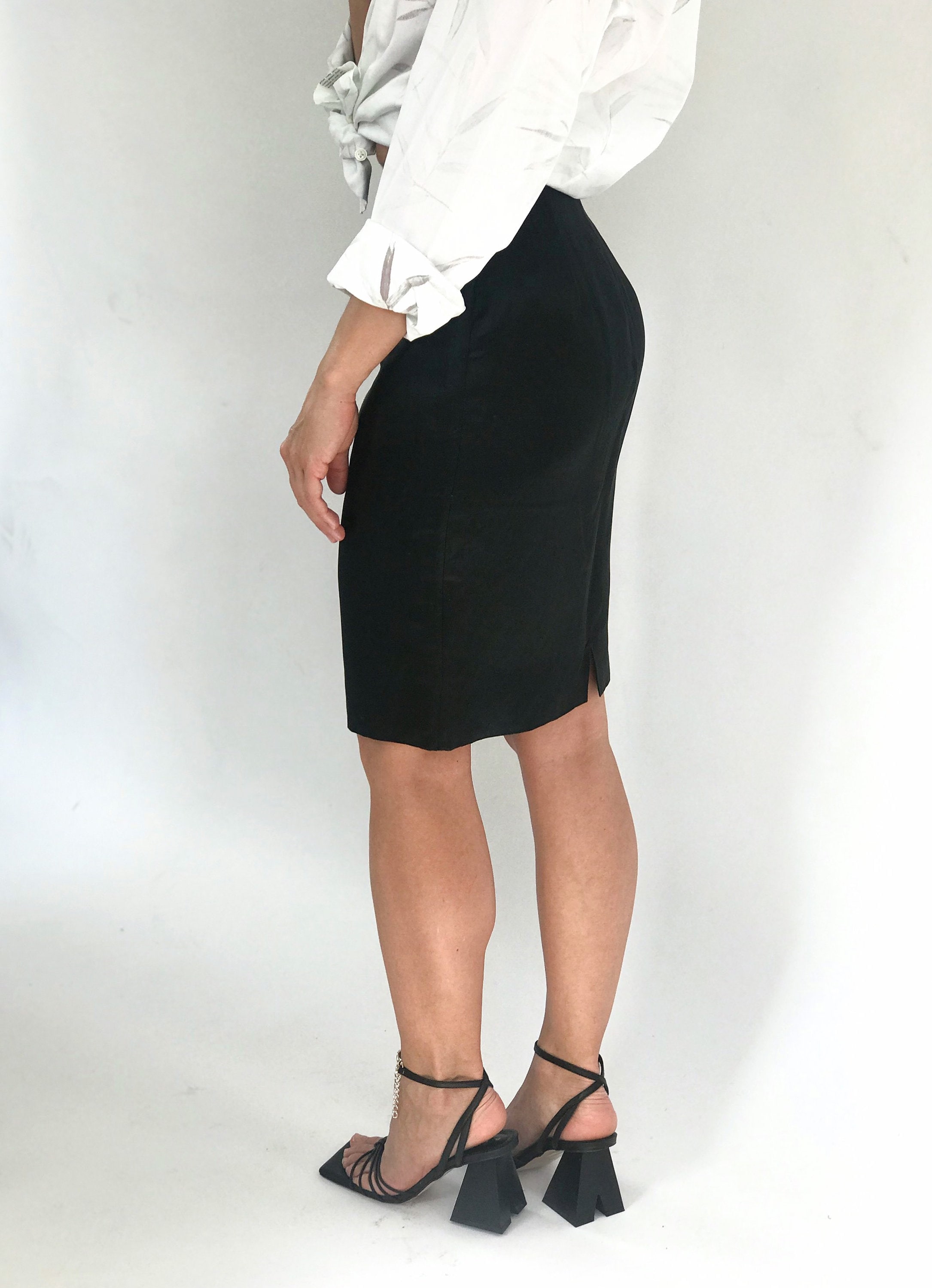 Gianni Versace 90's Black Silk and Linen Mini Skirt, XS - Etsy