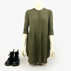 COS Thin Merino Wool Khaki Green Loose Tunic Dress Size XS image 1