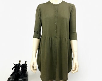 COS Thin Merino Wool Khaki Green Loose Tunic Dress Size XS