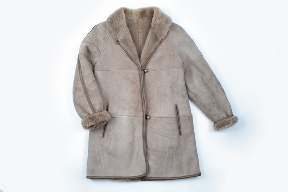 Women's Light Brown Sheepskin Shearling Coat, Size