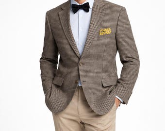 Daks Brown Gingham Wool Blazer, Men's US 50S EU 60 Short