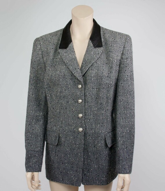 Blazer En Cuir Rena Lange - Veste Marine/Noire Taille 10/40, Neuve Avec Étiquette (Original 2895€)