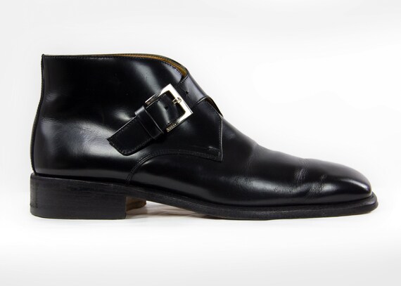 GUCCI Monkstrap Buckle Black Leather 