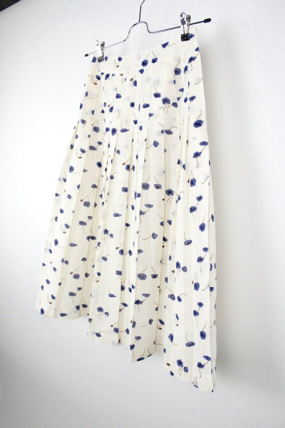 Vintage Linen Blend Floral Pleated Midi Skirt, EU… - image 2