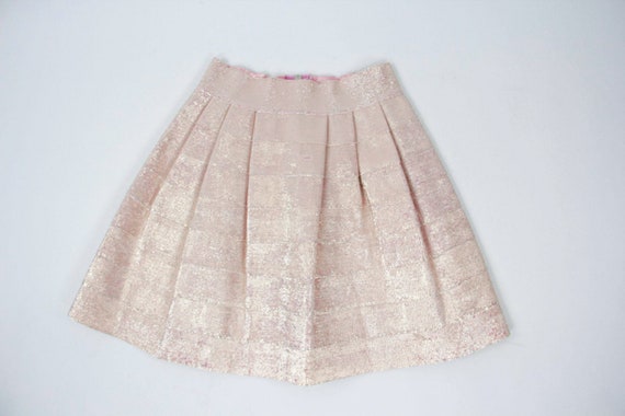 Pleated Metallic Pink Mini Skirt, SIZE S - image 3