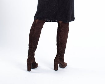 Vic Matie Brown Suede Square Toe High Boots – Size EU 37